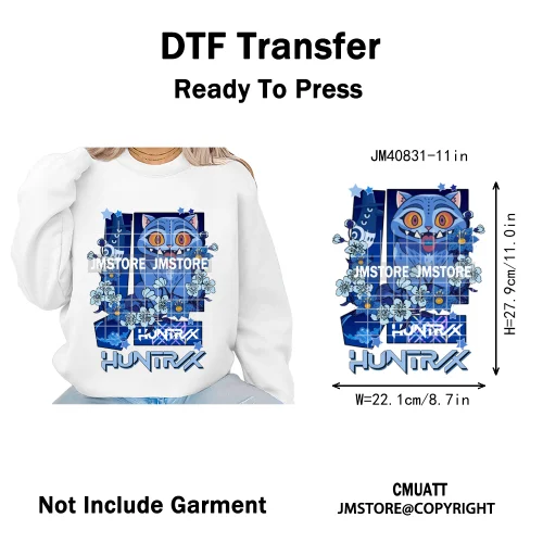 Kpop Culture Idol Movie Inspired Music Lover Cute Blue Anime Character Iron on DTF Transfers Stickers Ready to Press for Clothes