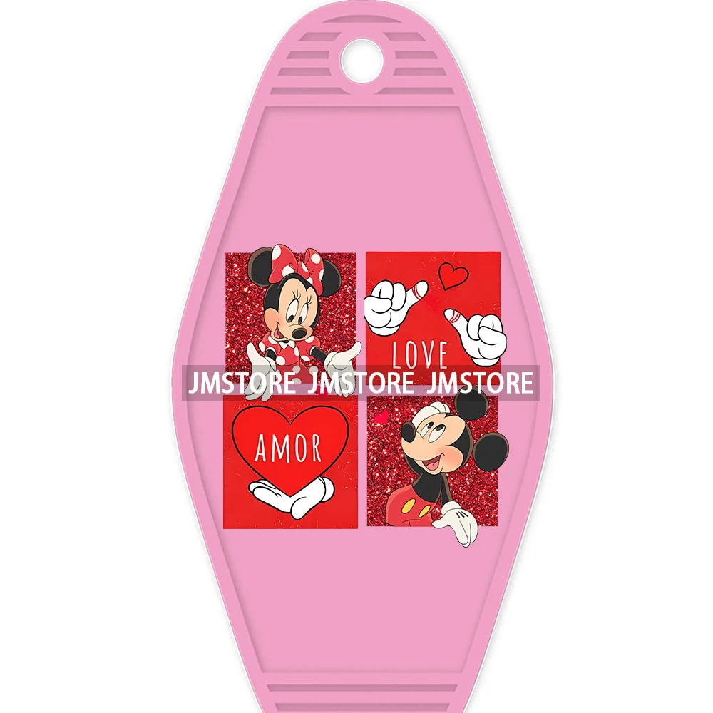 Faux Cartoon Couple Character Mouse And Friends High Quality WaterProof UV DTF Sticker For Motel Hotel Keychain Be My Valentine