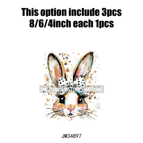 Happy Easter Day Cute Coquette Girl Kids Carrot Floral Bunny Eggs Iron On DTF Heat Transfers Stickers Ready To Press For Hoodies