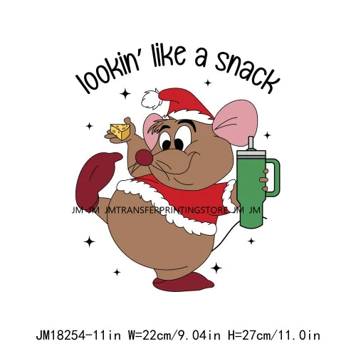 Funny Mouse Princess Christmas Designs Looking Like A Snack Gus Christmas Heat Transfer Stickers Ready To Press For Clothes Bags