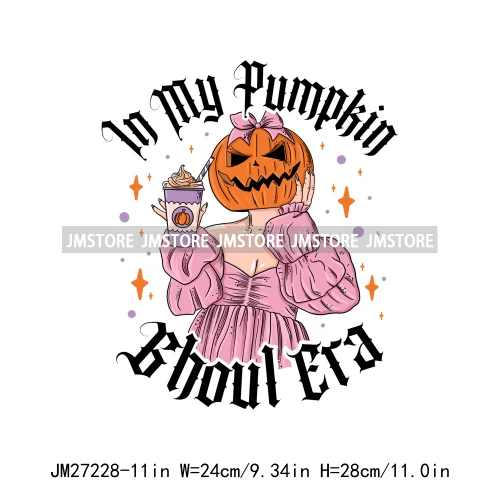 Cartoon Halloween Season Let's Go Ghouls Burn Sage Not Witches Spooky Vibes DTF Iron On Heat Press Transfer Stickers For Clothes