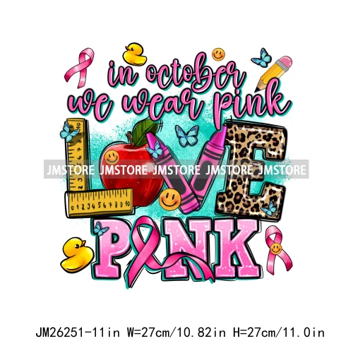 Faith Hope Love In October We Wear Pink Fight Breast Cancer Survivor Queen DTF Iron On Heat Press Transfer Stickers For Clothing