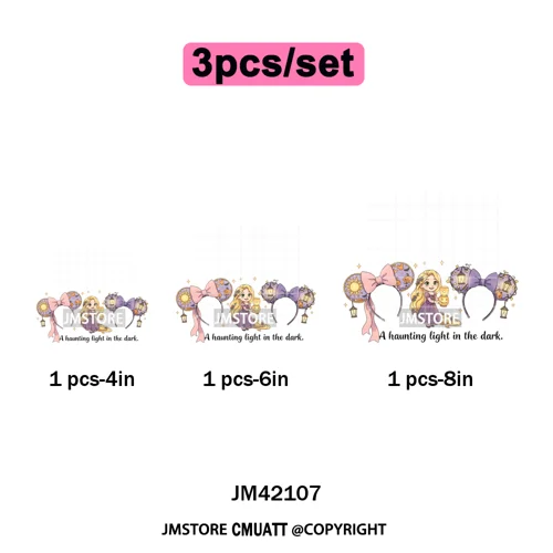 Halloween Witches Princess Lover Girly Coquette Bow Ears Iron on DTF Washable Transfers Stickers Ready to Press for Clothing Bag