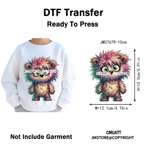 15cm 5.9in Kid Cute Silly Baby Pet Animal Iron On DTF Heat Transfer Sticker For Clothes Vinyl Thermal Washable T-Shirts Decals