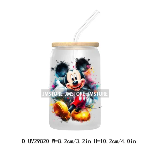 New Trendy Cartoon Mouse Couple Watercolor UV DTF Transfer Sticker Decals For Libbey Cold Cups Mugs Tumbler Animal Kingdom Vibes