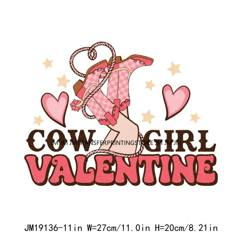 Retro Distressed Western Cowboy Horse Boot Scootin Valentines Day Howday Honey Couple Iron On DTF Transfer Stickers For Clothing