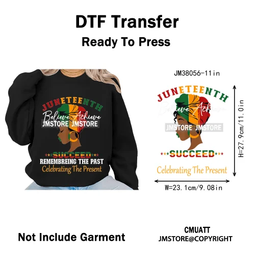 God Says She Is Dope Women Juneteenth 1865 Independence Washable Iron on DTF Transfers Stickers Ready to Press for Clothes