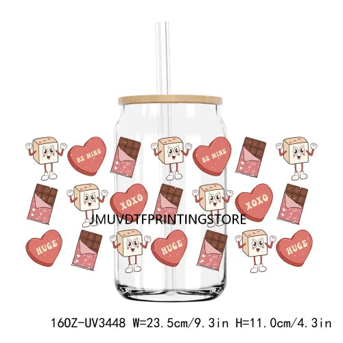 Love More Worry Less UV DTF Sticker For 16OZ Libbey Glass Cup Can Wrap Transfer Sticker Custom Labels DIY Logo XOXO Valentines