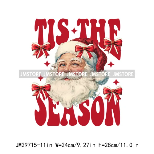 Christmas Girly Vibes Santa Winter Jesus Coquette Bow Tis The Season Iron On DTF Transfers Stickers Ready To Press For Clothes