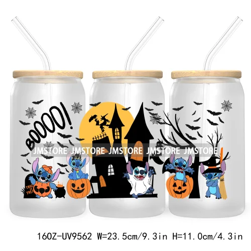 Halloween Cartoon 16OZ UV DTF Cup Wrap Transfer Stickers Custom Labels Waterproof Logo For Libbey Glass Can Pumpkin Season Vibes