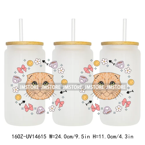Coquette Bow Cat Dog Mom UV DTF Stickers Ready to Transfer Cup Wrap Custom Labels DIY Craft For Libbey Can Glass Tumblers Mugs