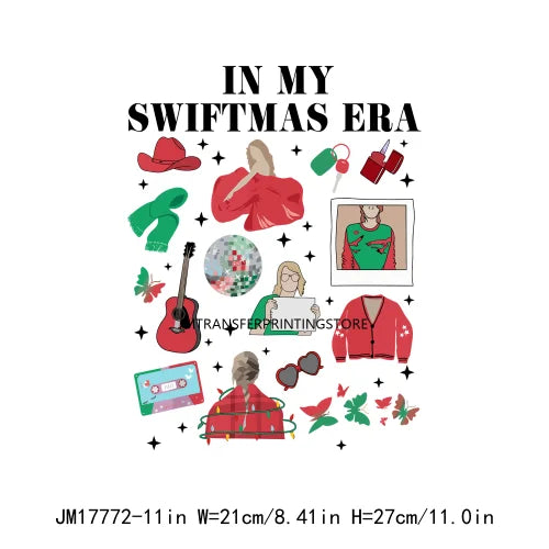 In My Swiftmas Era DTF Decals Don't Get Your Tinsel In A Tangle Merry Christmas Heat Transfer Sticker Ready To Press For Clothes