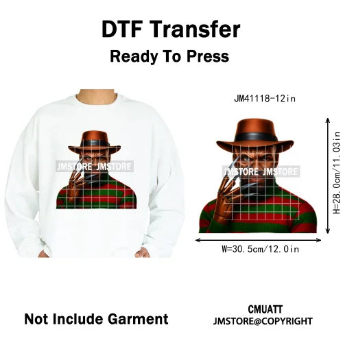 Halloween Spooky Afro Dad Scary Movie Smoking Character Costume Design Iron on DTF Transfer Stickers Ready to Press for Clothing