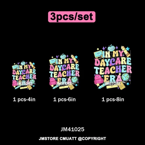 Daycare Teacher Life Inspire Love School Childcare Quotes Iron on Washable DTF Transfer Stickers Ready to Press for T-shirts Bag