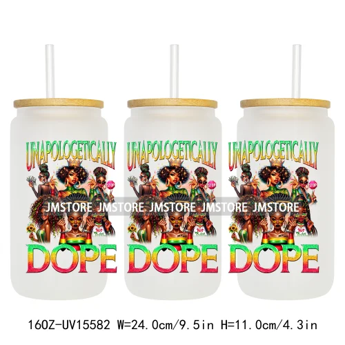 1865 Juneteenth Black History Month UV DTF Cup Wraps Ready To Apply CustomTransfer Stickers For 16OZ Libbey Glass Can Tumbler