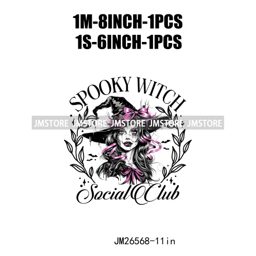 Custom Spooky Season Witch Girl Social Club Halloween Resting Witch Face DTF Iron On Transfer Sticker Ready To Press For Hoodies