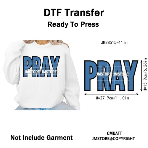 Inspirational God Faith Quotes Good Vibes Blessed Logos Iron on DTF Washable Transfers Stickers Ready to Press for T-shirts Bags