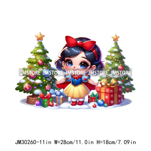 Cute Princess Red Ugly Sweater Cartoon Girls Friends Merry Christmas Iron On DTF Transfers Stickers Ready To Press For Clothing