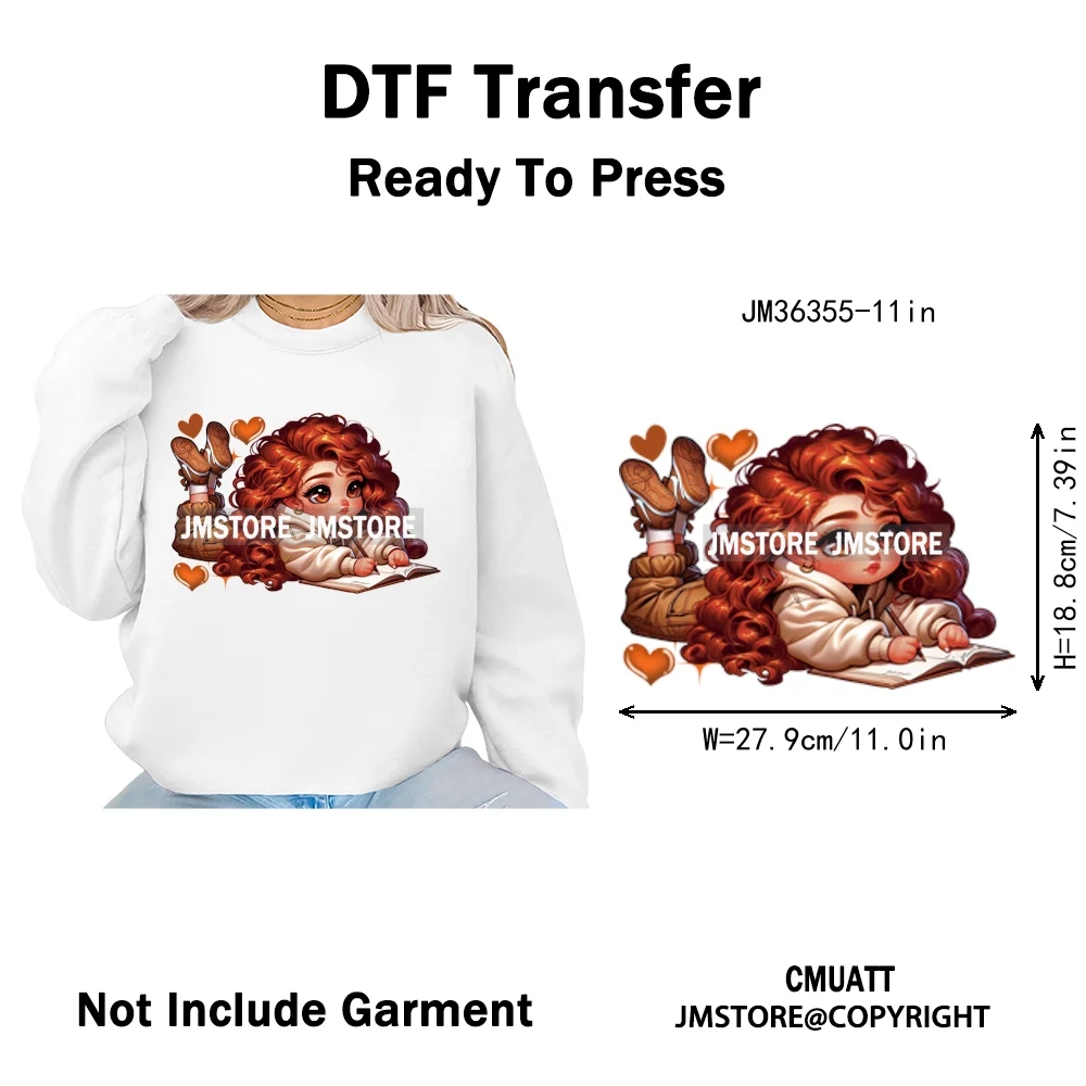 Fashion School Princess Cartoon Girls Learning Love Designs Iron on DTF Thermal Transfers Stickers Ready to Press for Clothing