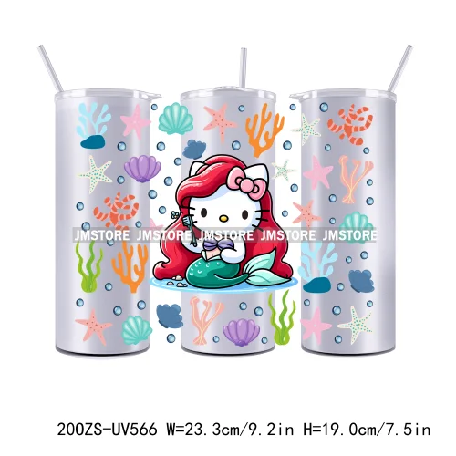 Flowers Cartoon Princess Girl 20OZ Straight Skinny Tumbler Wrap UV DTF Cup Wraps Custom Labels Transfer Sticker Waterproof Logo