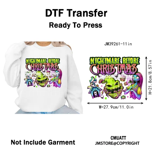 Trendy Margaritas Scary Movie Halloween Monsters Season Iron on DTF Washable Heat Transfers Stickers Ready to Press for Hoodies