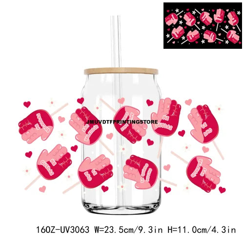 De La Rosa Concha Valentine's Day Cafecito Y Chisme UV DTF Sticker For 16OZ Libbey Glass Cup Can Wrap Custom Transfer Sticker