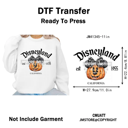 Cartoon Friends Character Faux Glitter Coquette Pumpkin Girly Halloween Iron on DTF Transfer Stickers Heat Press for Hoodies Bag
