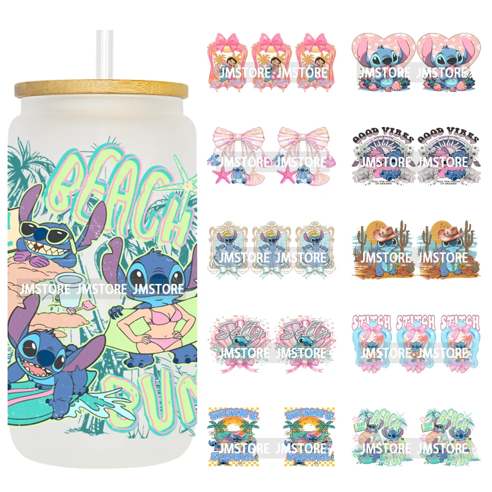Retro Cartoon Western Summer Vibes UV DTF Cup Wraps Ready To Apply Waterproof Transfer Stickers For 16OZ Libbey Glass Can Mugs