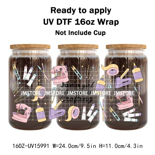 Coffee Coquette Bookish School Girly UV DTF Wraps Transfer Sticker Waterproof High Quality For 16OZ Libbey Glass Can Tumbler Mug