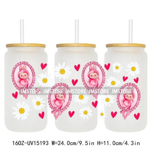 Cute Cartoon Coquette Magical Mirror Bow 16OZ UV DTF Cup Wraps Ready To Apply Waterproof Transfer Stickers For Libbey Glass Can