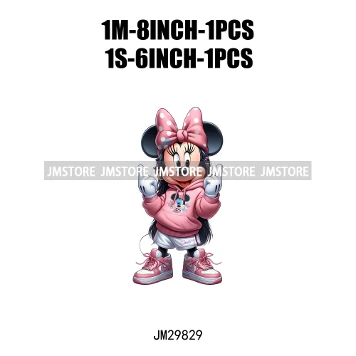 Cute Cartoon Streetwear Animal Girl Characters Thermal Decals Iron On DTF Transfers Stickers Ready To Press For Hoodies