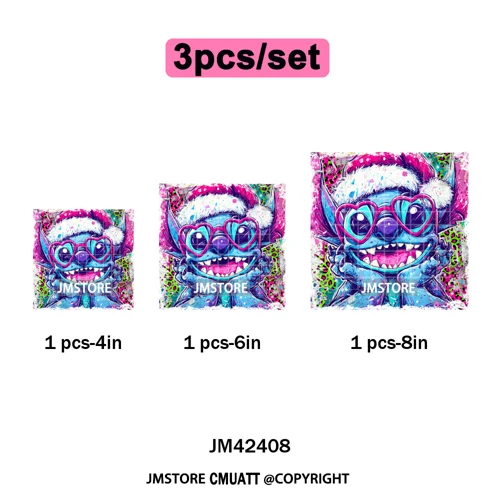 Ho Ho Ho Christmas Coquette Gifts Santa Cartoon Characters Iron on DTF Washable Transfers Stickers Ready to Press for Clothing