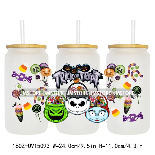 Fashion Princess Monster Doll 16OZ UV DTF Cup Wraps Ready To Apply Waterproof Transfer Stickers For Libbey Glass Can Tumbler
