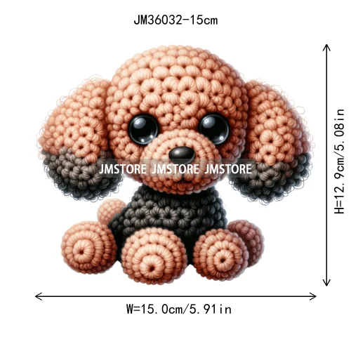15cm 5.9in Colorful Cute Needle Hook Animal Iron On DTF Heat Transfer Sticker For Clothes Print Vinyl Washable T-Shirt Appliques