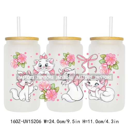 Cartoon Girl Coquette Bow UV DTF Stickers Ready to Transfer Cup Wrap Custom Labels DIY Craft For Libbey Can Glass Tumblers Mugs