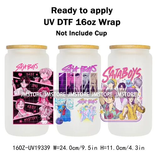 Demon Hunter Merch Derpy Tiger 16OZ UV DTF Cup Wraps Ready To Apply Waterproof Transfer Stickers For Libbey Glass Can Kpop Girls