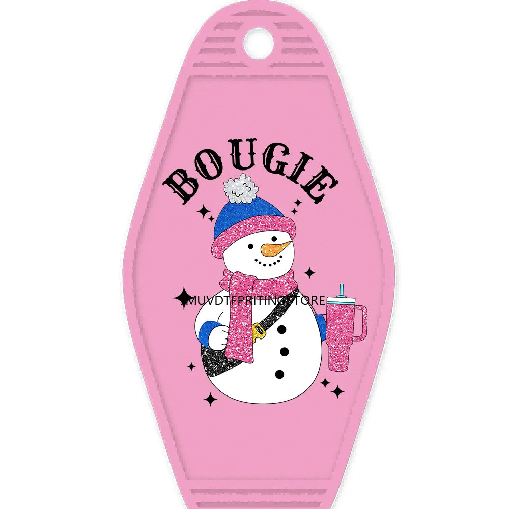 Faux Sequin Christmas Santa Claus High Quality Durable WaterProof UV DTF Sticker Decals For Motel Hotel Keychain Bougie Snowman