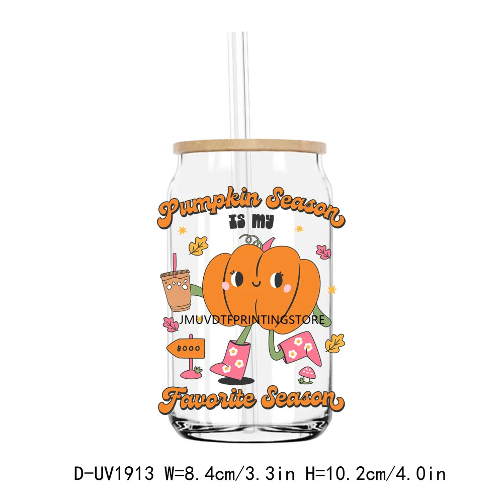 Pumpkin Spice Season Fall Halloween UV DTF Transfers Stickers Decals For Libbey Cold Cups Mugs Tumbler Waterproof DIY Craft