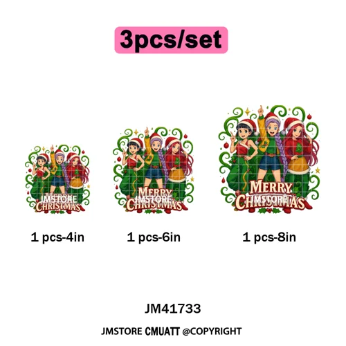 Cute Santa Kpop Inspired Movie Character Merry Christmas Holly Iron on DTF Washable Transfer Stickers Ready to Press for Textile
