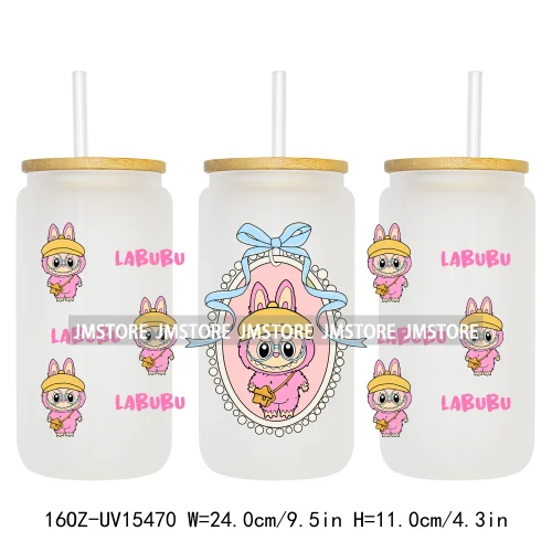 Cute Mama Doll Cartoon Mirror Bow 16OZ UV DTF Cup Wraps Ready To Apply Waterproof Transfer Stickers For Libbey Glass Can Tumbler