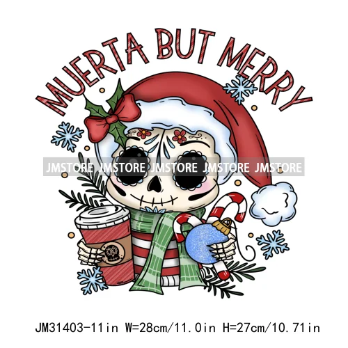 Latina Feliz Navidad Mexican Gingerbread Concha Tamale Cafecito Y Chisme Christmas Iron On DTF Transfers Stickers For Clothing