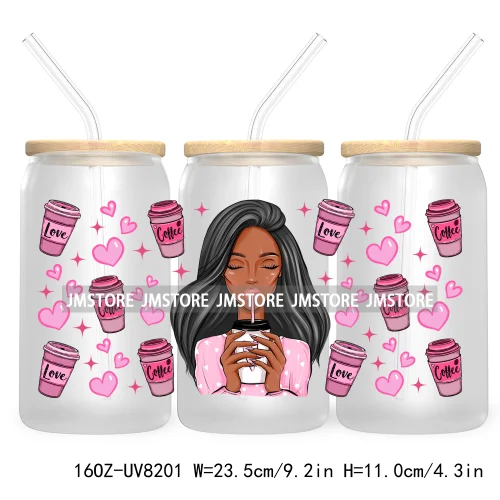 Iced Coffee Girly 16OZ UV DTF Cup Wrap Transfer Stickers Custom Labels Durable Waterproof Logo For Libbey Glass Can Coquette Bow