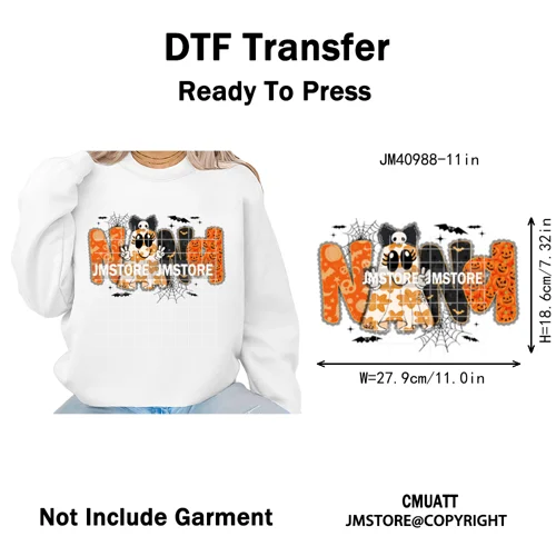 Leopard Checkered Spooky Mama Ghost Halloween Letters Preppy Halloween Iron on DTF Transfer Stickers Ready to Press for T-shirts