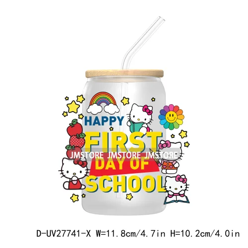 100 Days Of School UV DTF Transfer Stickers Decals For Libbey Cold Cups Mugs Tumbler Teacher Appreciation Gift Cartoon Character