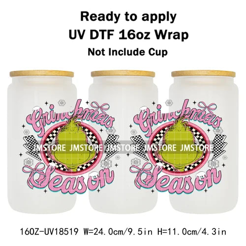 Mean Guy Christmas Movie Vacation Holiday 16OZ UV DTF Cup Wraps Ready To Apply Waterproof Transfer Stickers For Libbey Glass Can