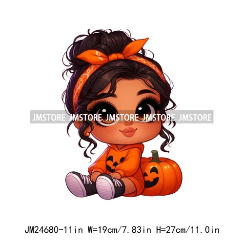 Funny Headband Hispanic Cute Latina Baby Girls Halloween Pumpkin Designs Iron On DTF Heat Press Transfer Stickers For Shirt Bags