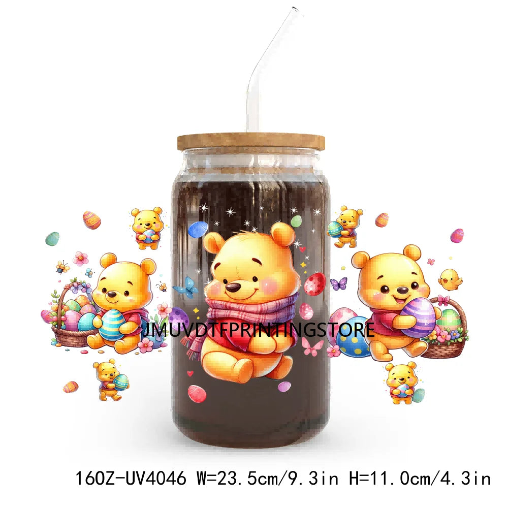 Cartoon Easter Character 16OZ UV DTF Cup Wrap Transfers Stickers Custom Label DIY Waterproof Logo For Libbey Glass Can Egg Bunny