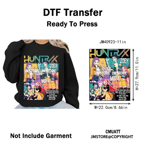 Music Kpop Group Lover Anime Fans Boys Girls Hunters Inspired Iron on DTF Washable Transfers Sticker Ready to Press for Clothing