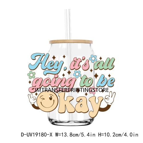 Retro Motivational Quotes UV DTF Transfers Stickers Decals For Libbey Cold Cups Mugs Tumbler Mental Health Waterproof DIY Logo