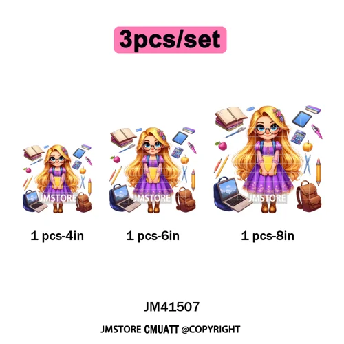 Cartoon Movie Friends Princess Back to School Teacher Learn Iron on DTF Washable Transfer Sticker Ready to Press for Kid Hoodies